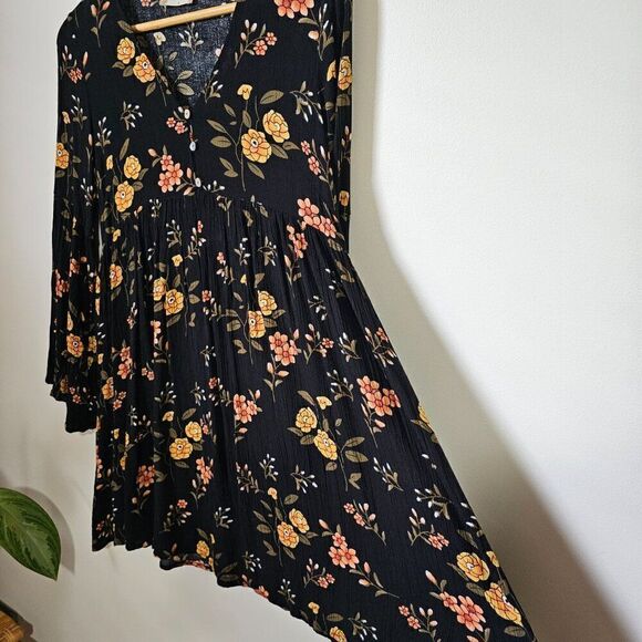 NEVER WORN ALTAR'D STATE FLORAL BELL SLEEVES BOHO BABYDOLL STYLE SHORT DRESS SM - Picture 4 of 16